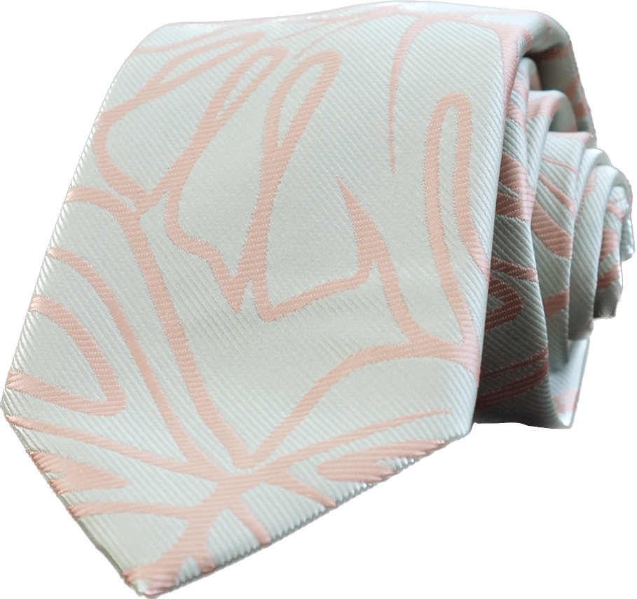 Monstera Light Green/Coral Modern Necktie