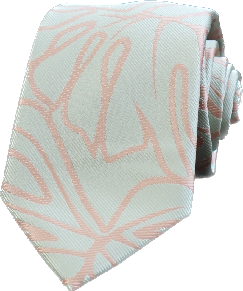 Monstera Light Green/Coral Modern Necktie