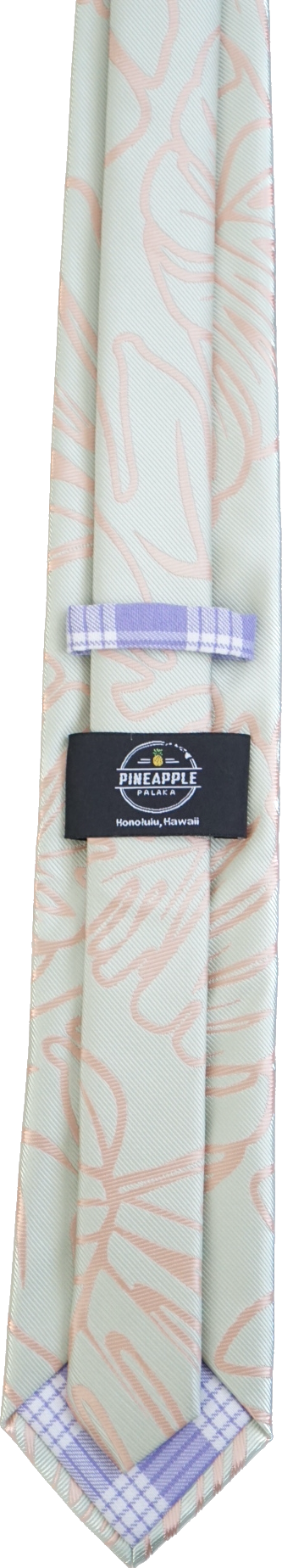 Monstera Light Green/Coral Modern Necktie