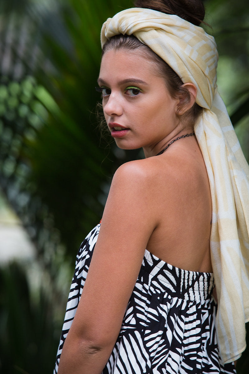 Mai'a White/Pineapple Yellow Women's Scarf