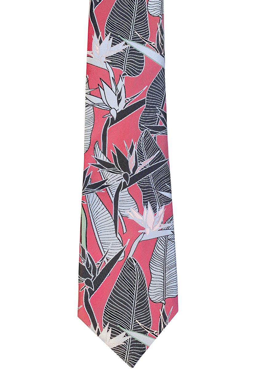 Bird of Paradise Pink/Black Modern Necktie