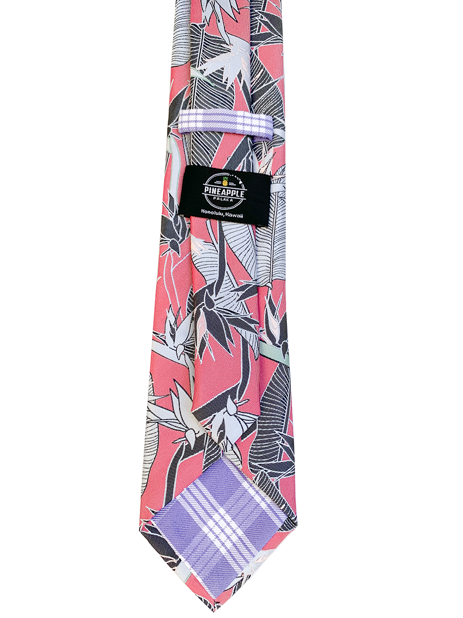 Bird of Paradise Pink/Black Modern Necktie