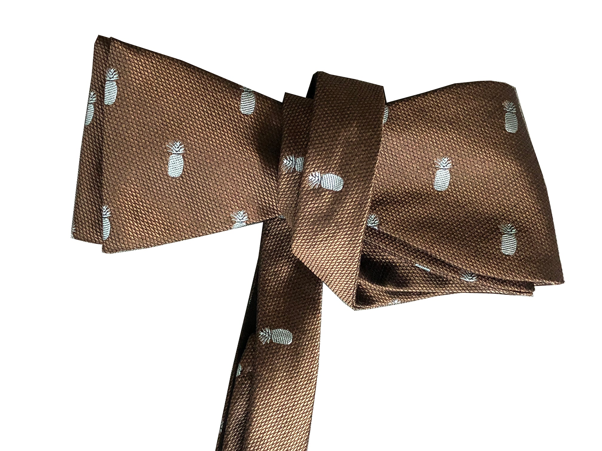 Pineapple Vice Brown/Blue Silk Self-tie Bowtie