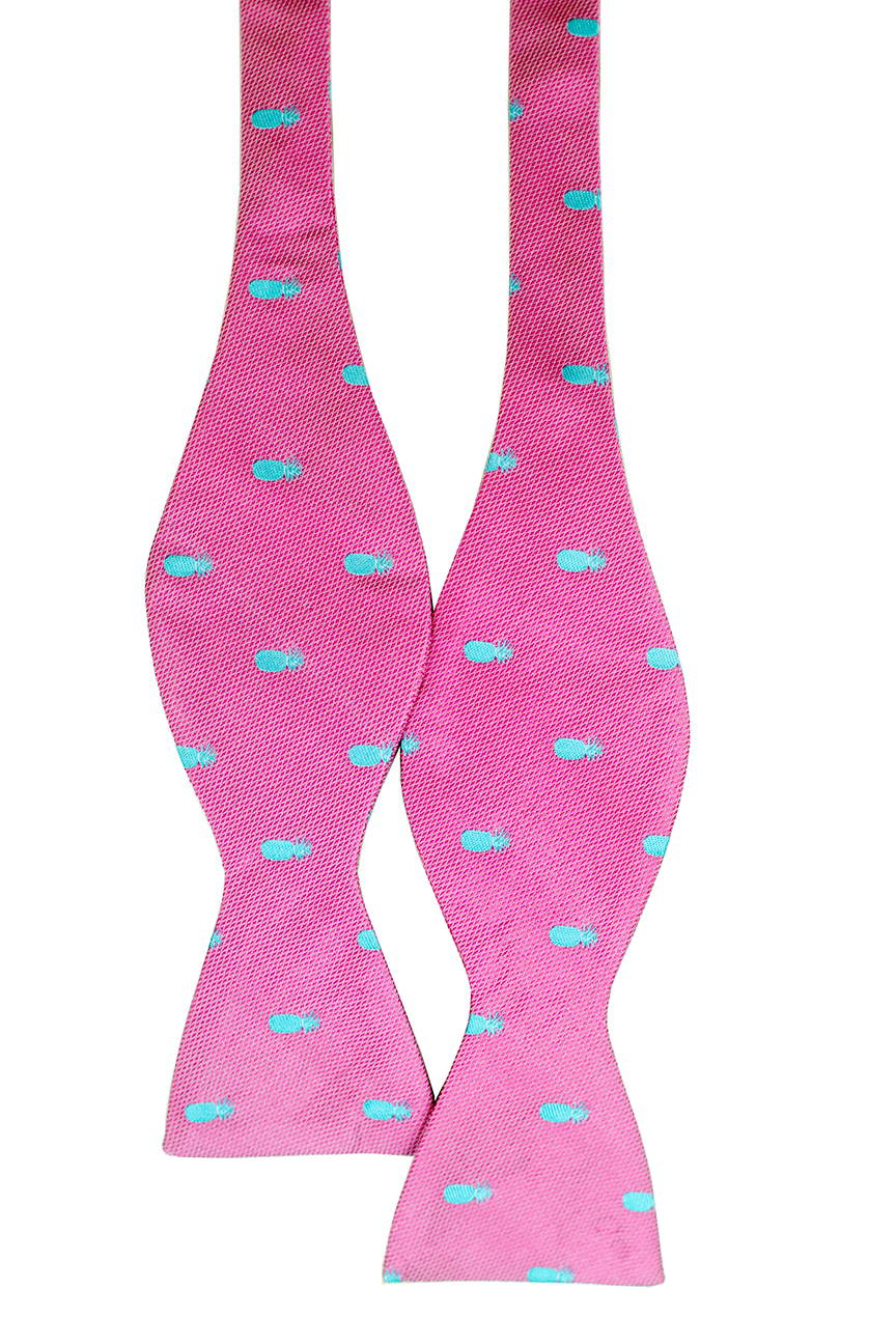 Pineapple Vice Pink/Teal Silk Self-tie Bowtie