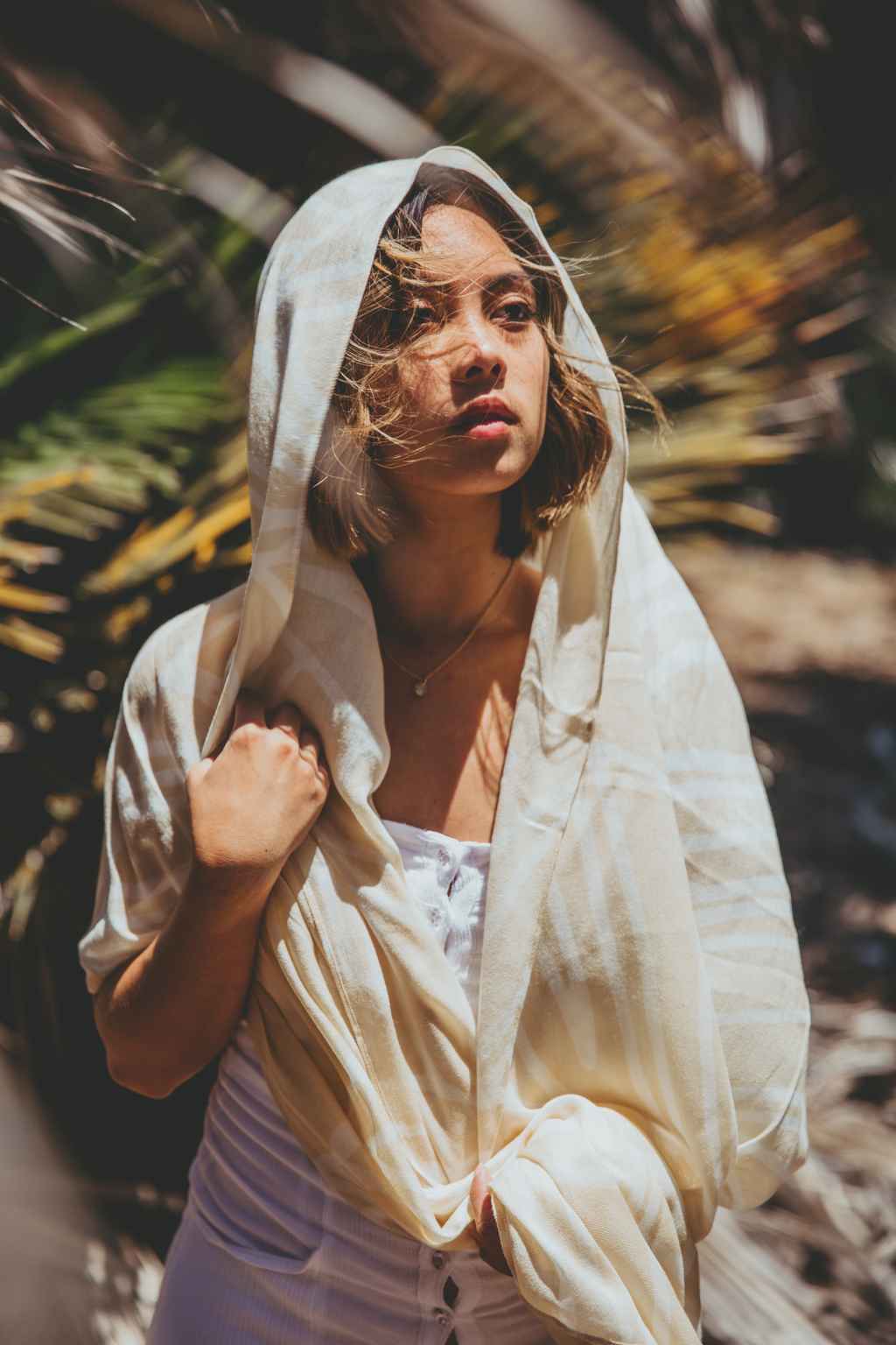 Mai'a White/Pineapple Yellow Women's Scarf