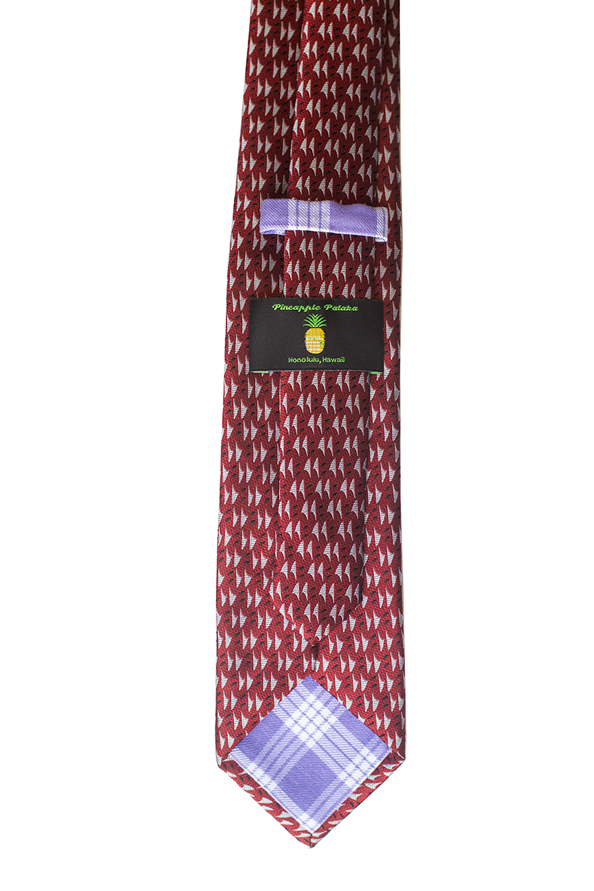 Hawaiian Voyage Burgundy Modern Necktie