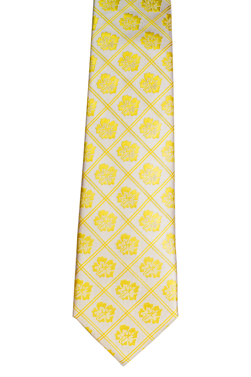 Hibiscus Yellow Modern Silk Necktie