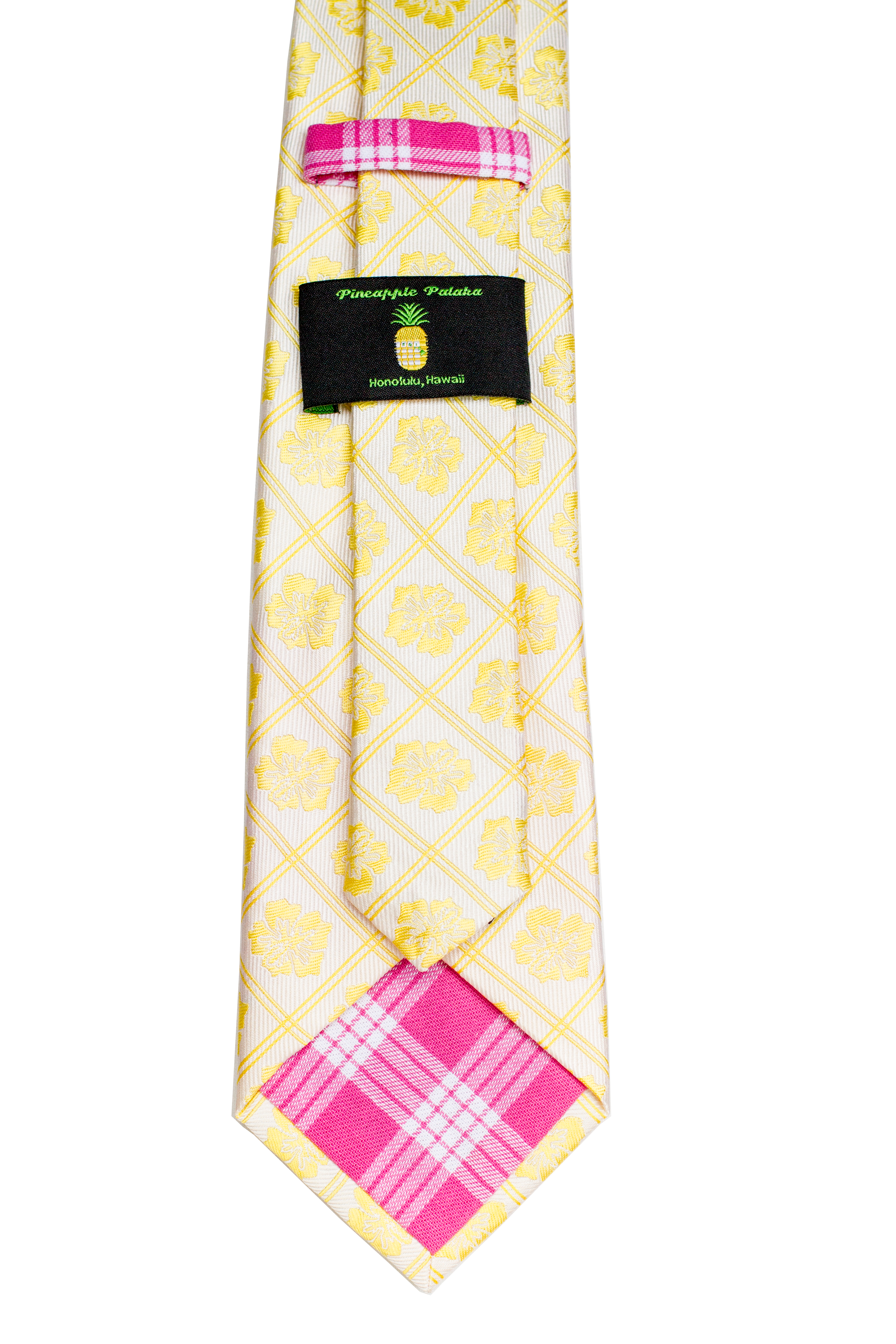 Hibiscus Yellow Modern Silk Necktie