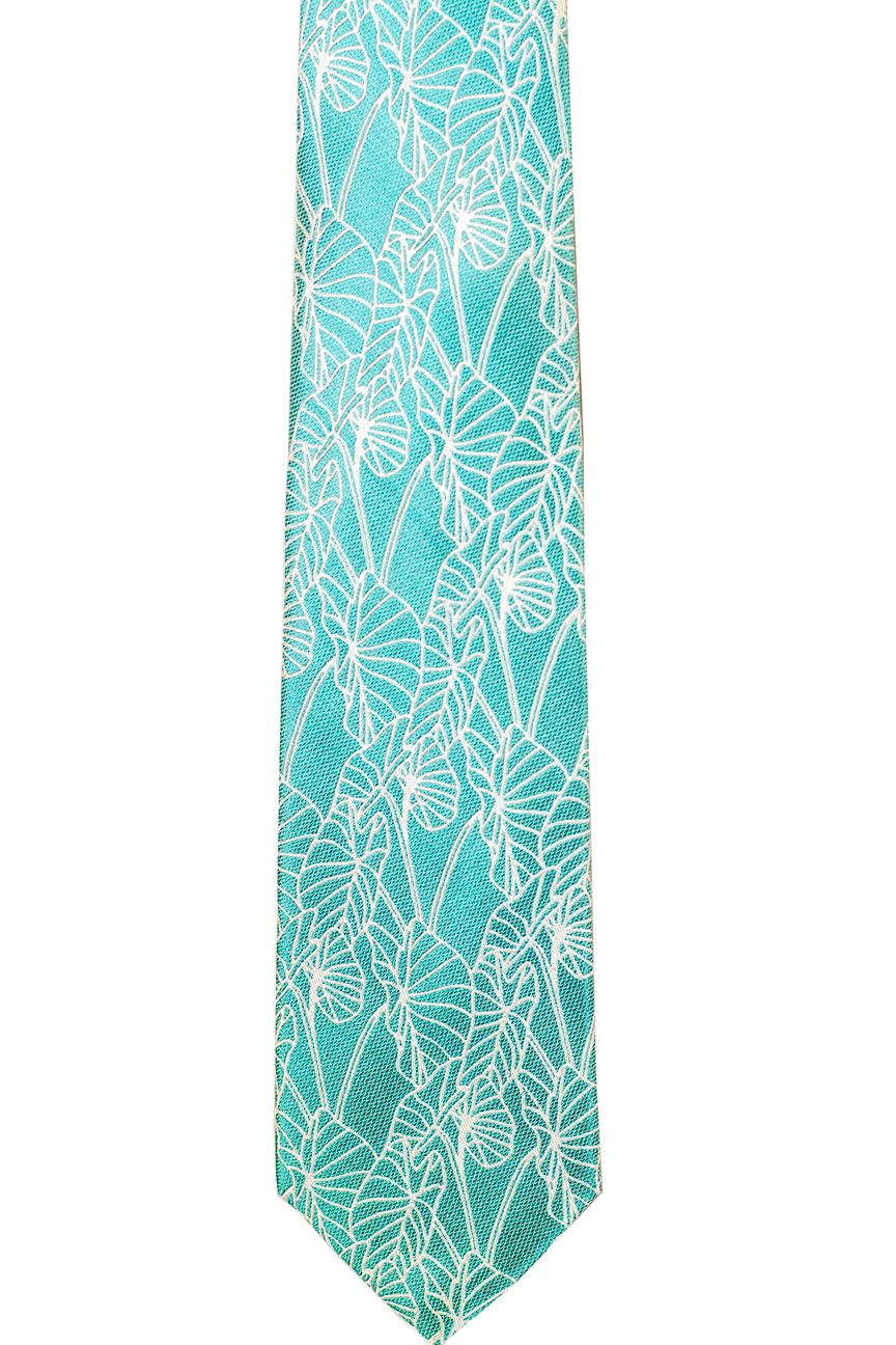 Kalo 2 Teal/White Modern Silk Necktie