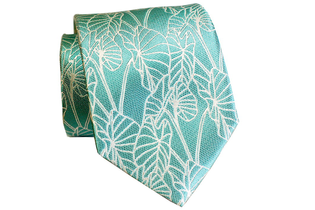 Kalo 2 Teal/White Modern Silk Necktie