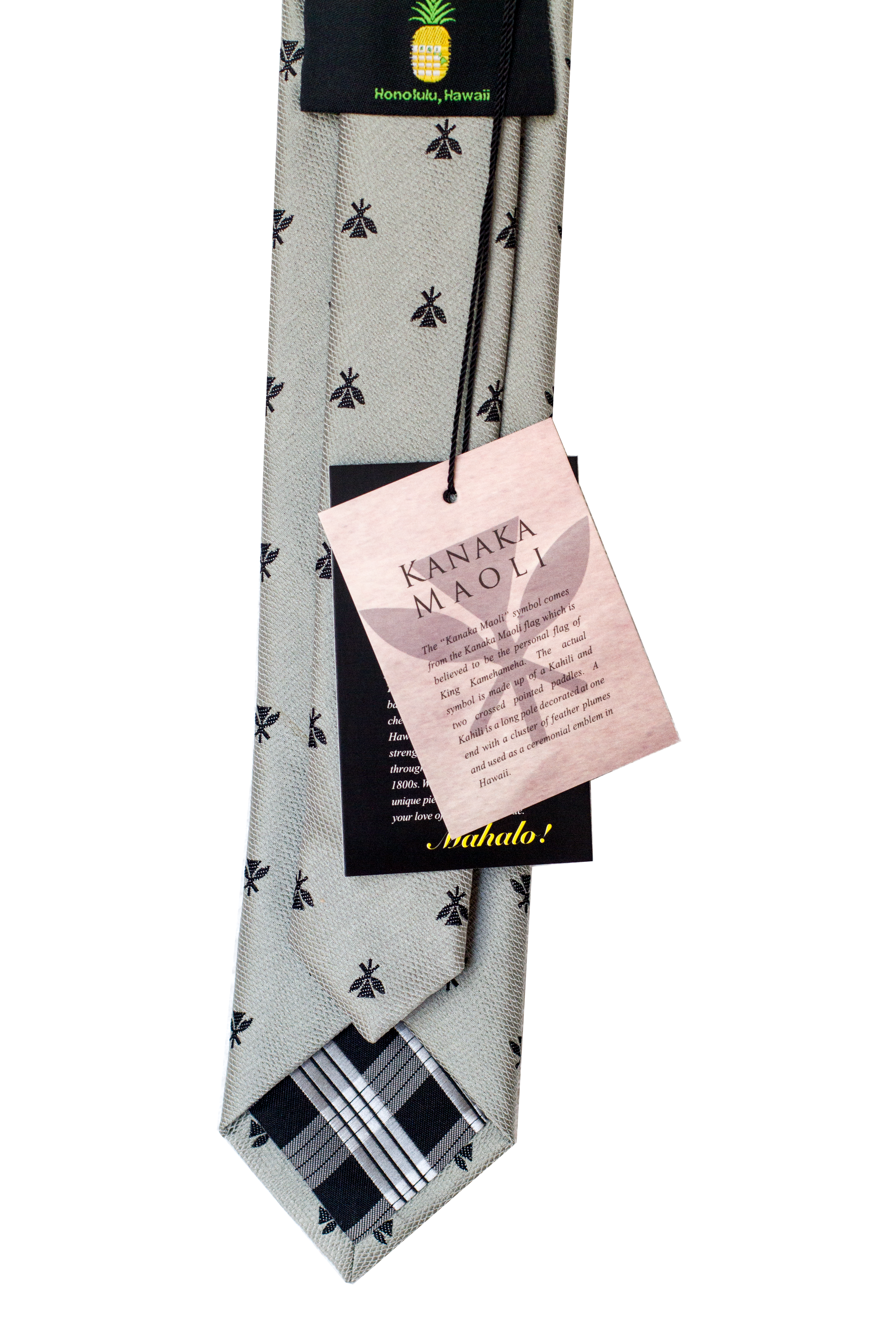 Kanaka Maoli Grey Slim Necktie
