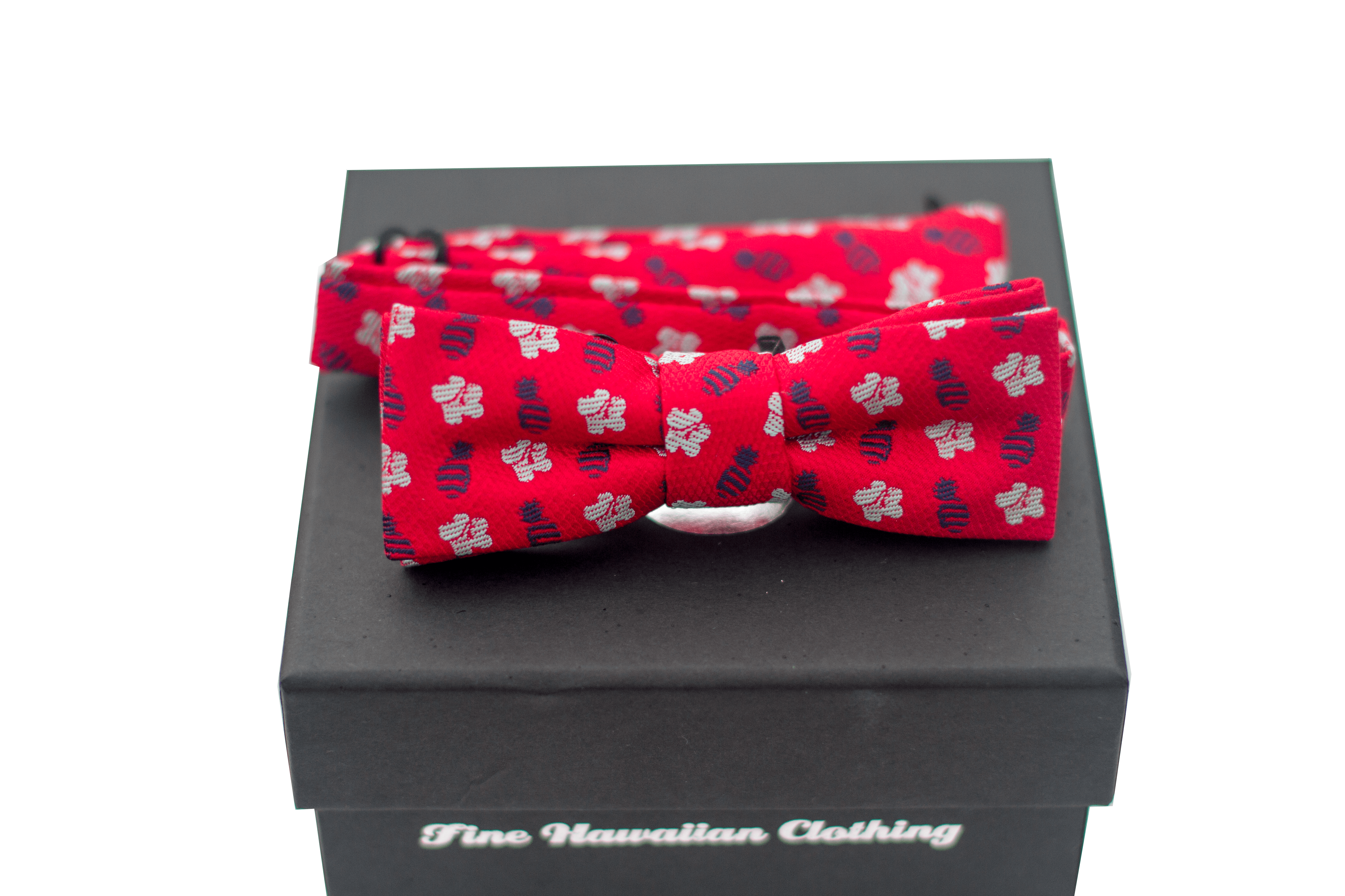 Kids' Pineapple Hibiscus Loose Red/Silver/Blue Pre-tie Bowtie