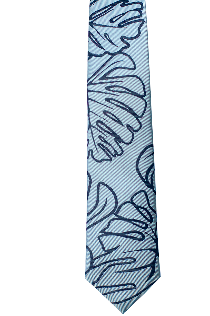 Monstera Blue Modern Silk Necktie