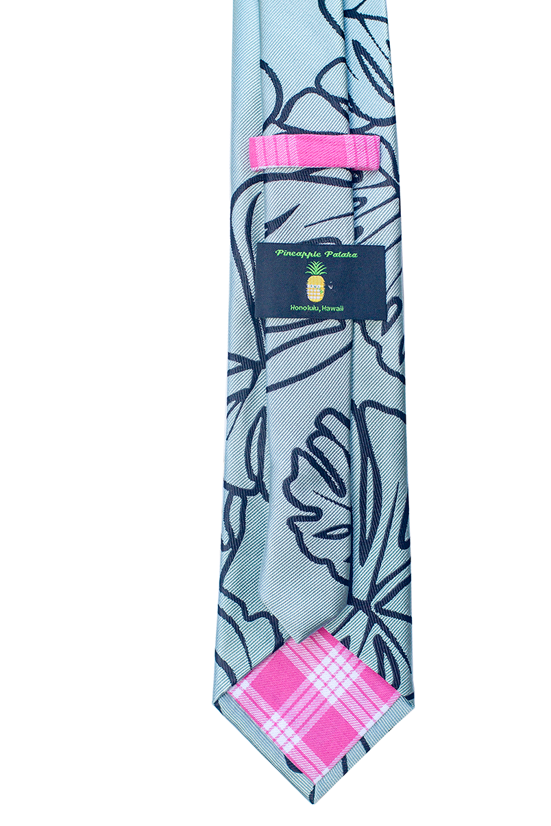 Monstera Blue Modern Silk Necktie