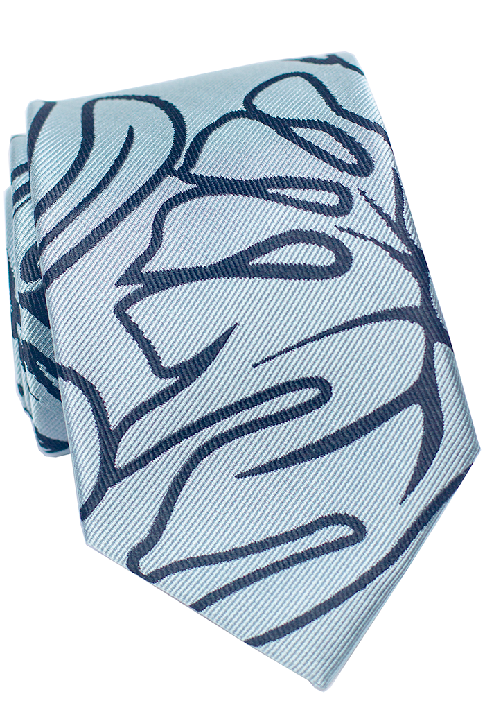 Monstera Blue Modern Silk Necktie