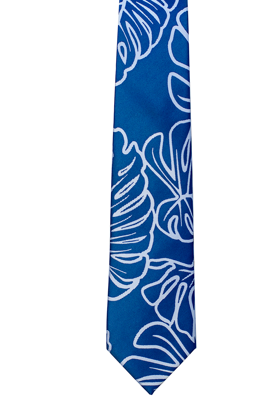Monstera Dark Blue Modern Necktie
