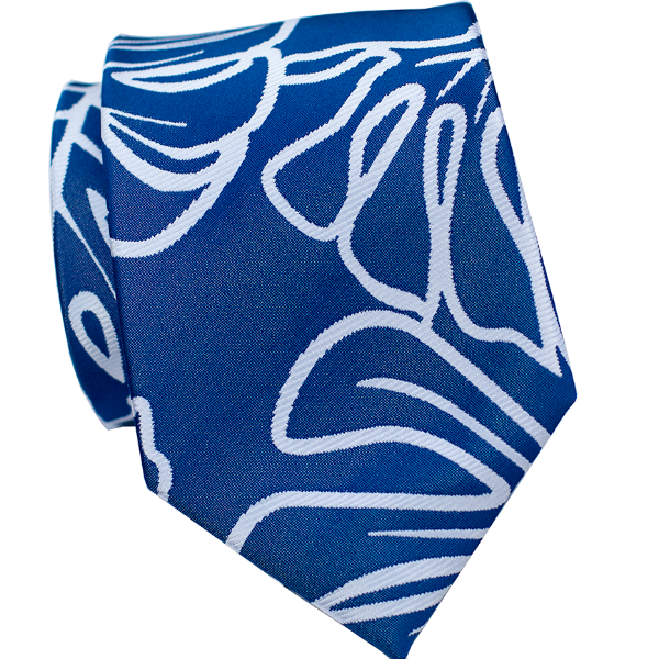 Monstera Dark Blue Modern Necktie