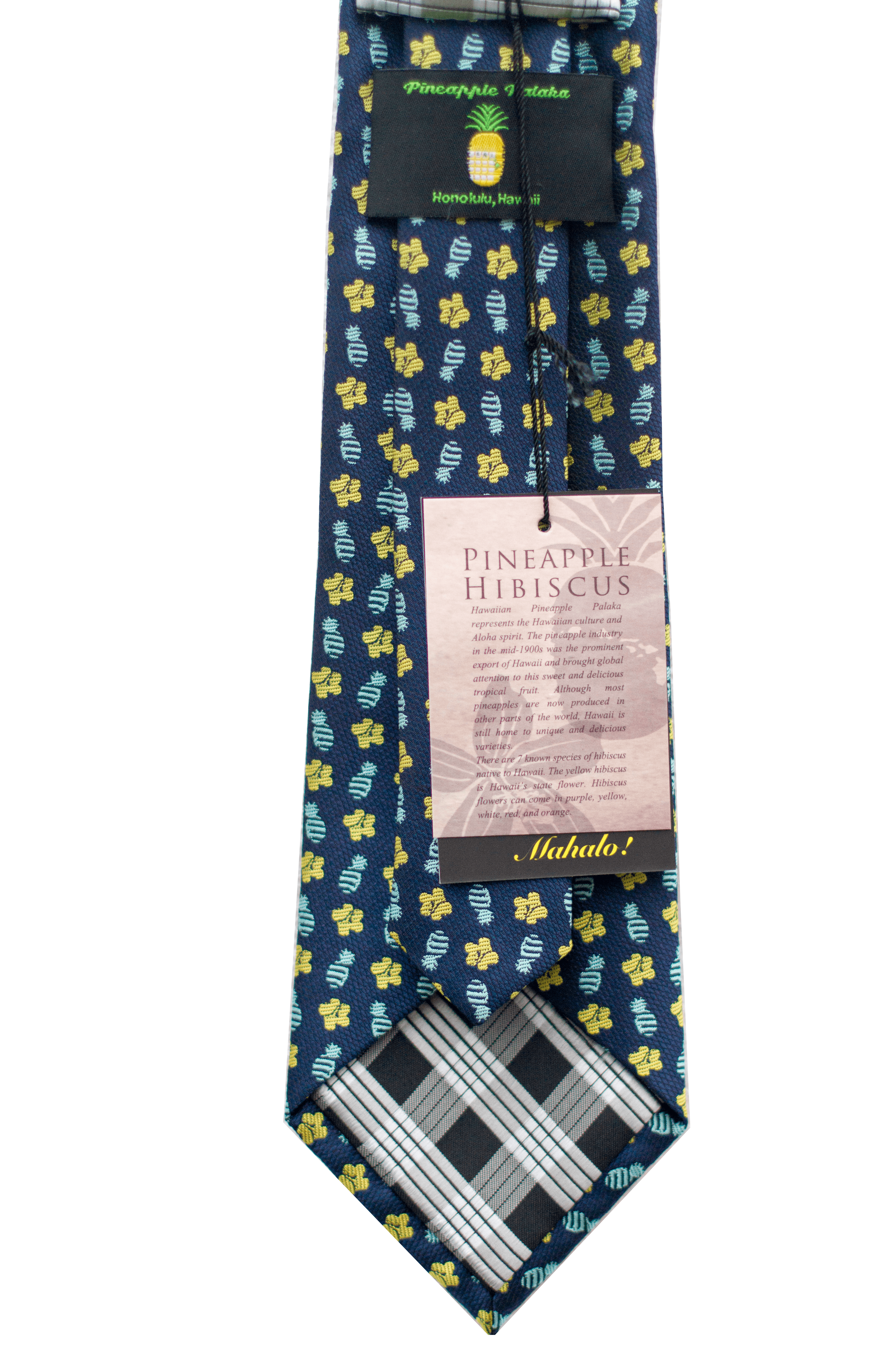 Pineapple Hibiscus Loose Blue/Yellow Modern Necktie