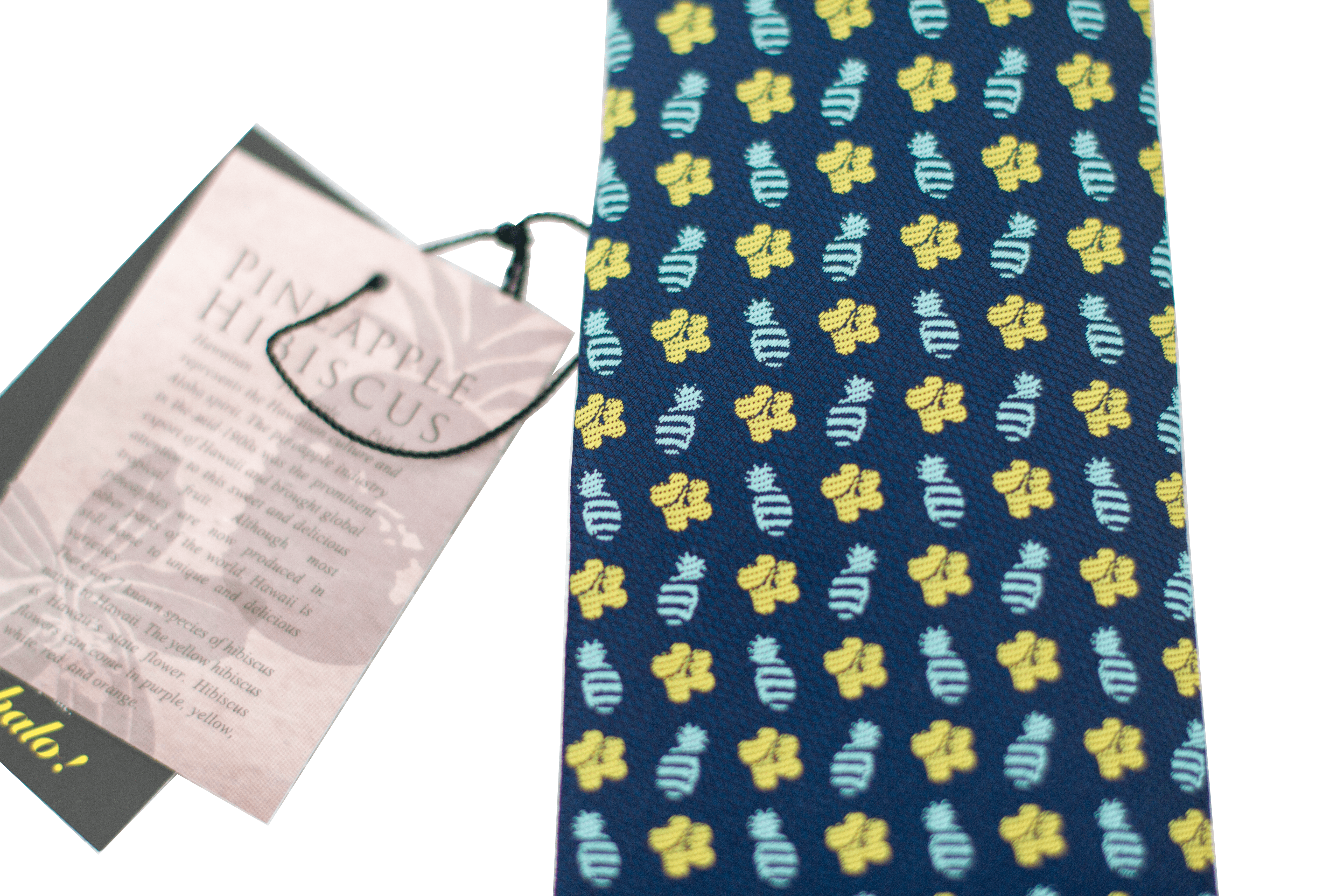 Pineapple Hibiscus Loose Blue/Yellow Modern Necktie