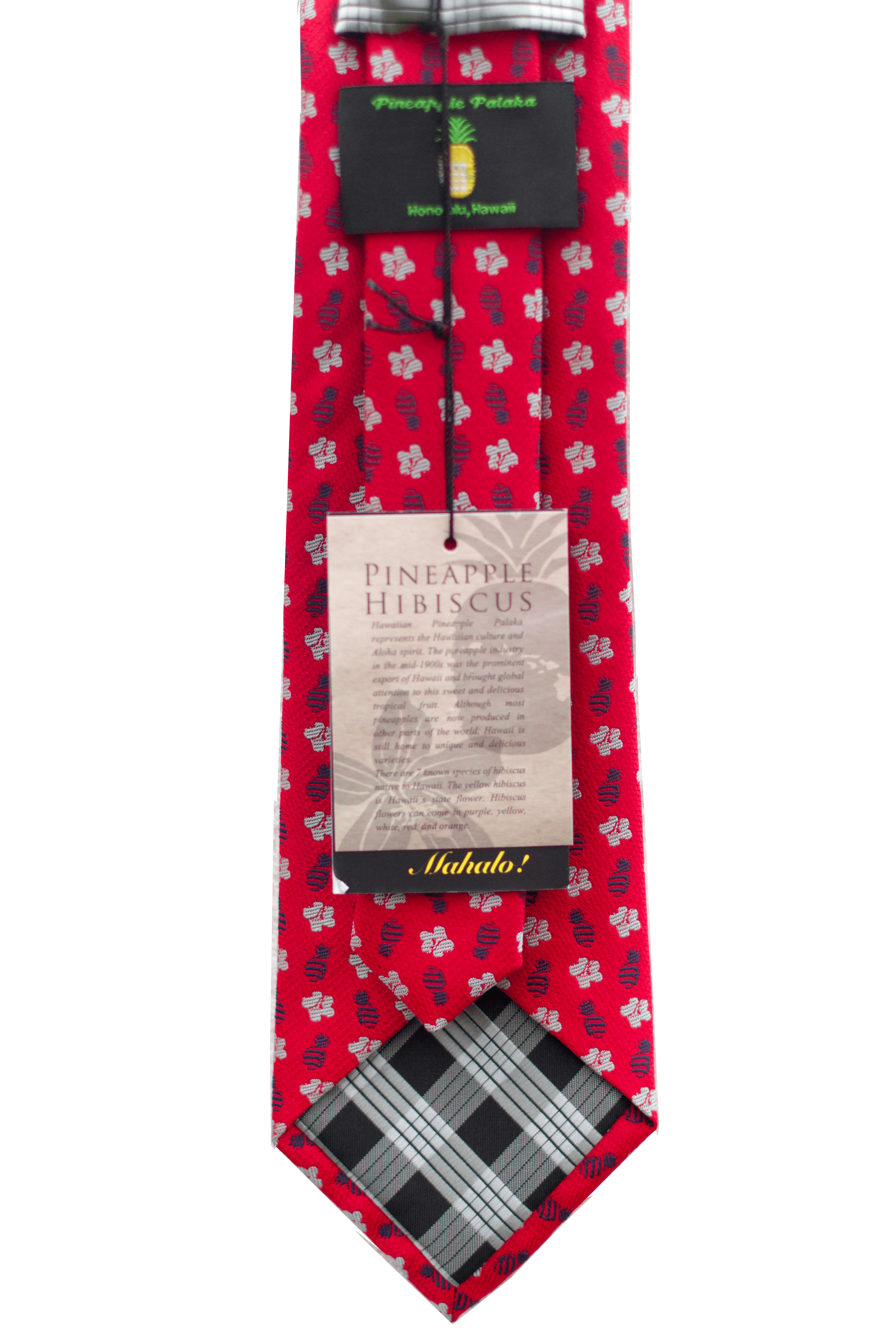 Pineapple Hibiscus Loose Red/Grey/Blue Modern Necktie