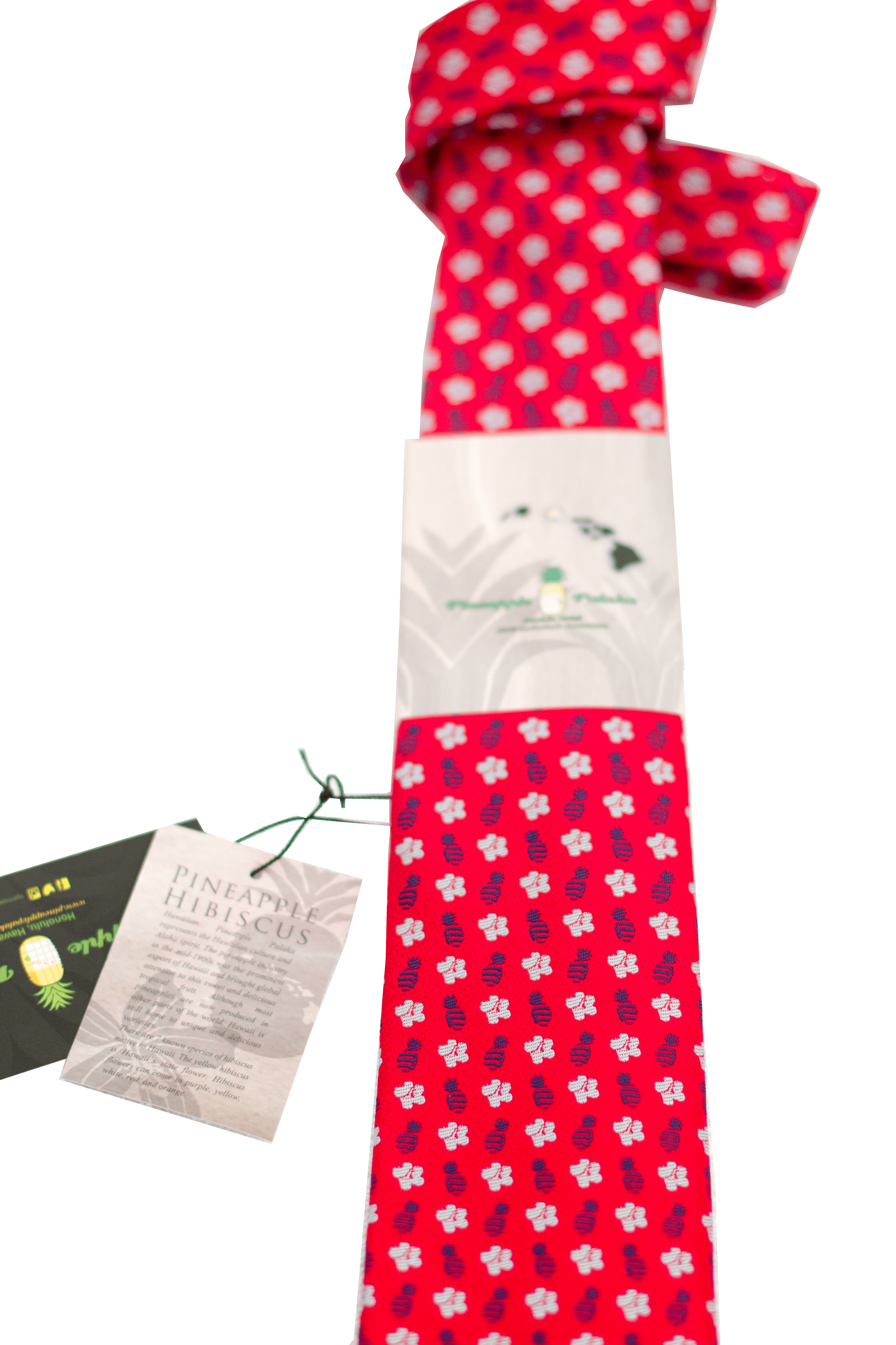 Pineapple Hibiscus Loose Red/Grey/Blue Modern Necktie