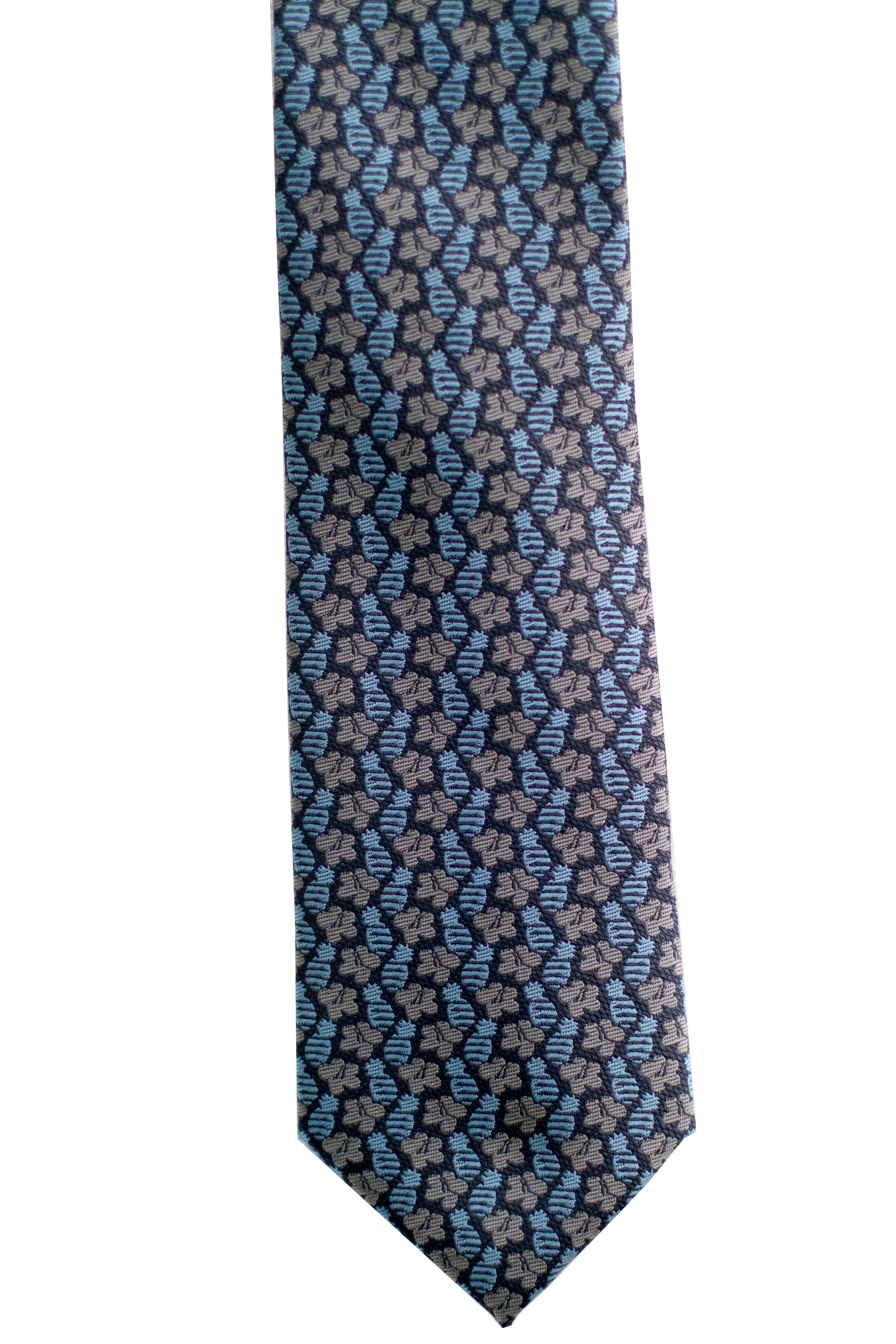 Pineapple Hibiscus Tight Blue/Grey Modern Necktie