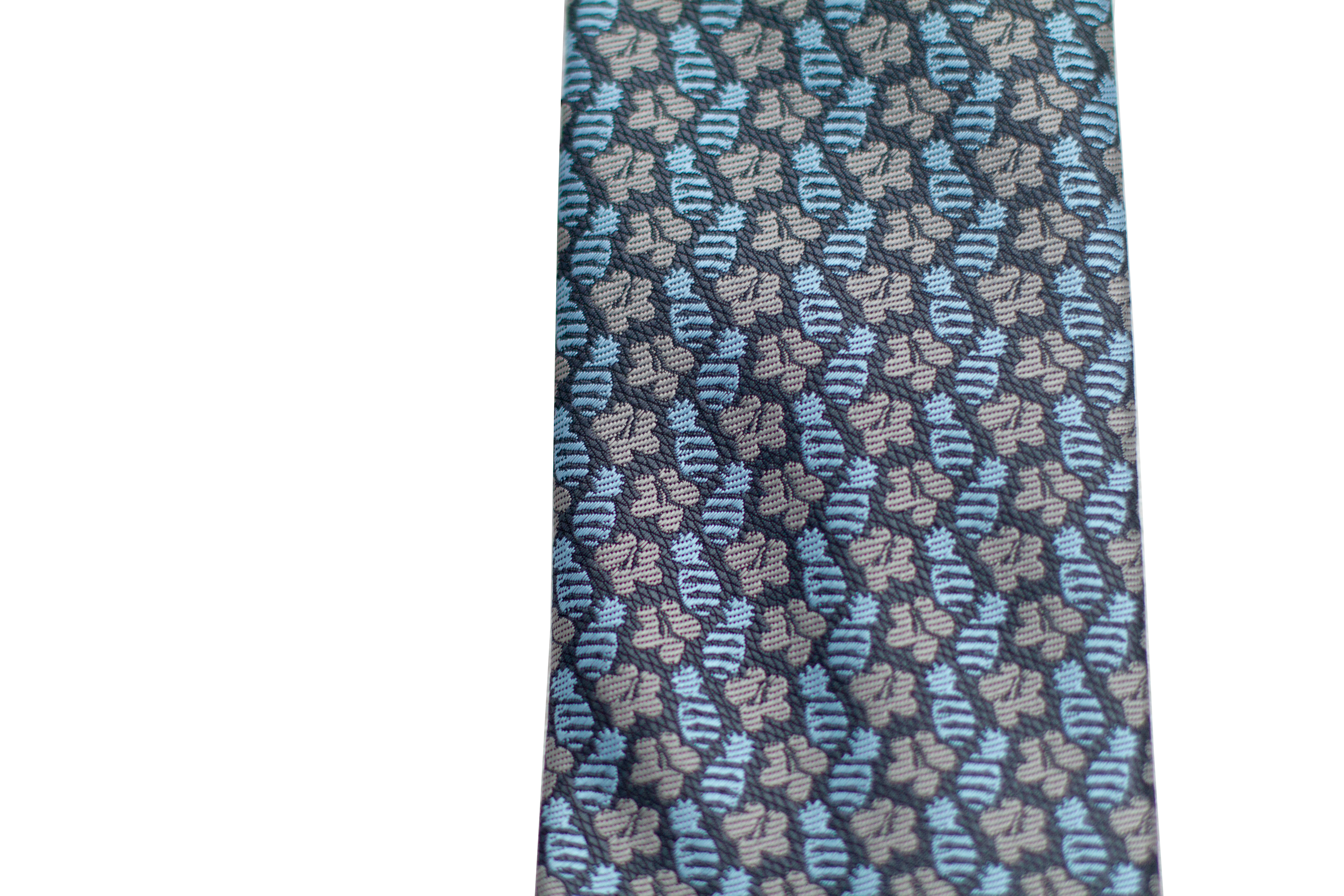 Pineapple Hibiscus Tight Blue/Grey Modern Necktie