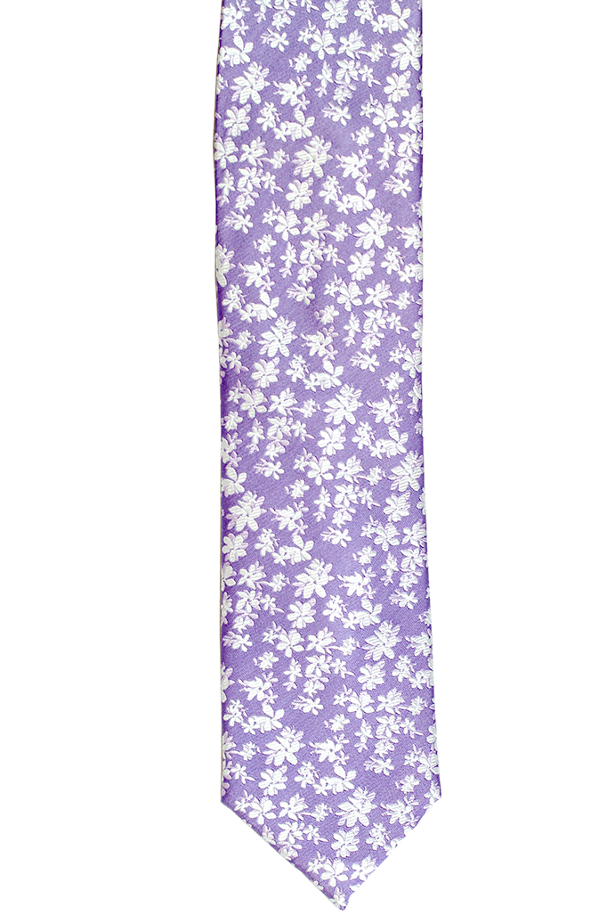 Pikake Lavender Modern Silk Necktie