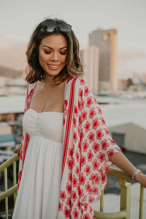 Hibiscus Red Kimono