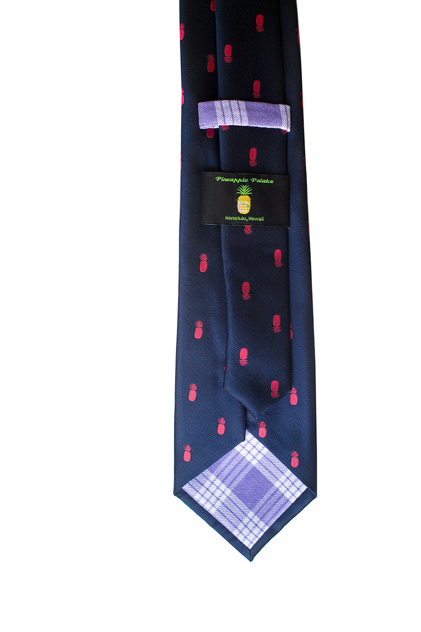 Pineapple Vice Navy/Pink Modern Necktie