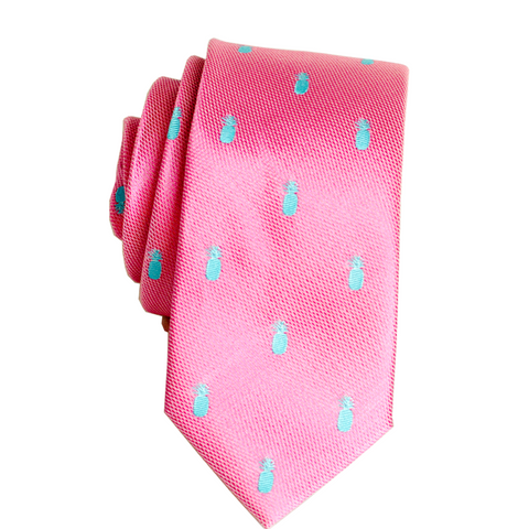 Pineapple Vice Navy/Pink Slim Necktie