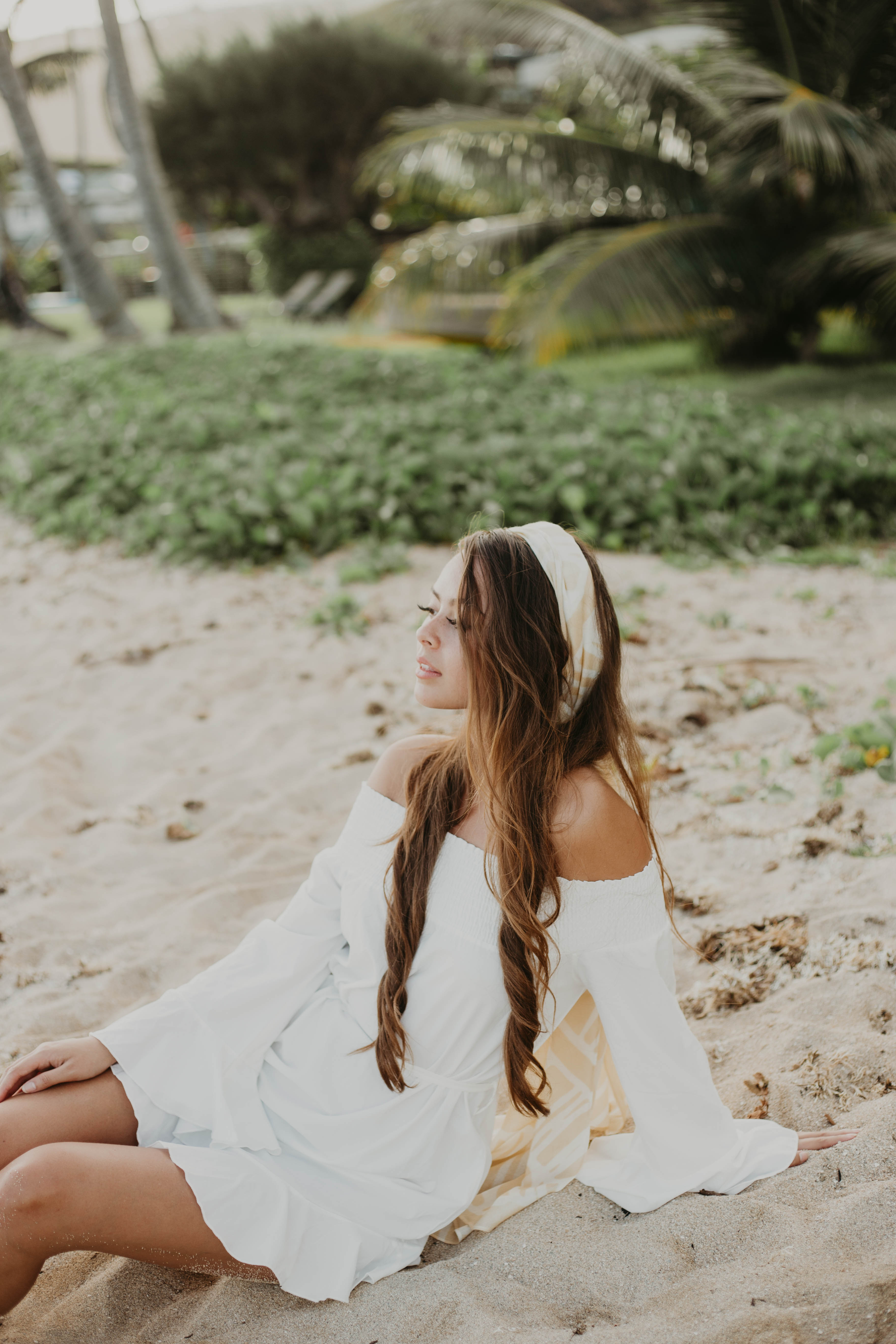 Mai'a White/Pineapple Yellow Women's Scarf