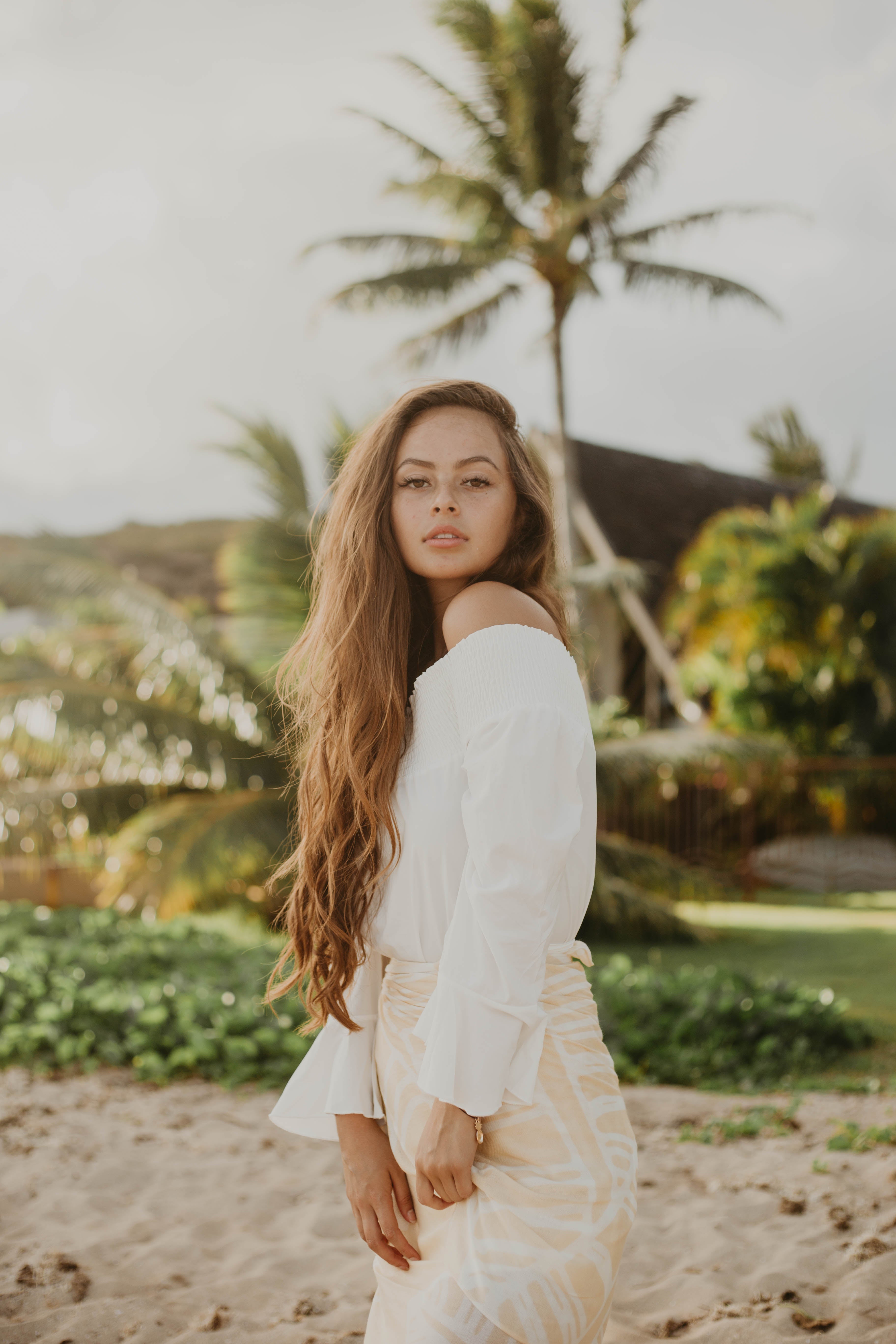 Mai'a White/Pineapple Yellow Women's Scarf