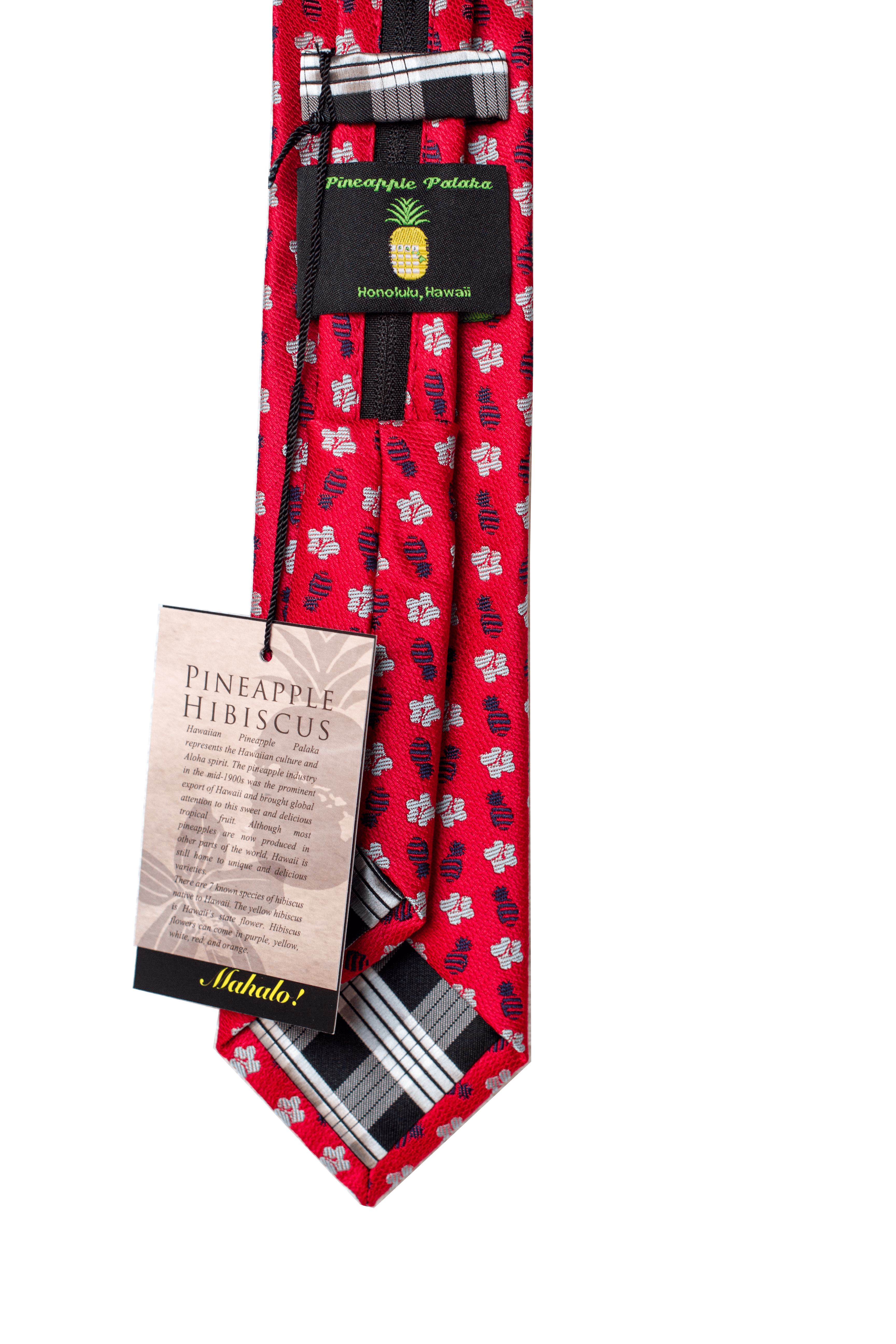 Pineapple Hibiscus Loose Red/Silver/Blue Kids Zipper Necktie