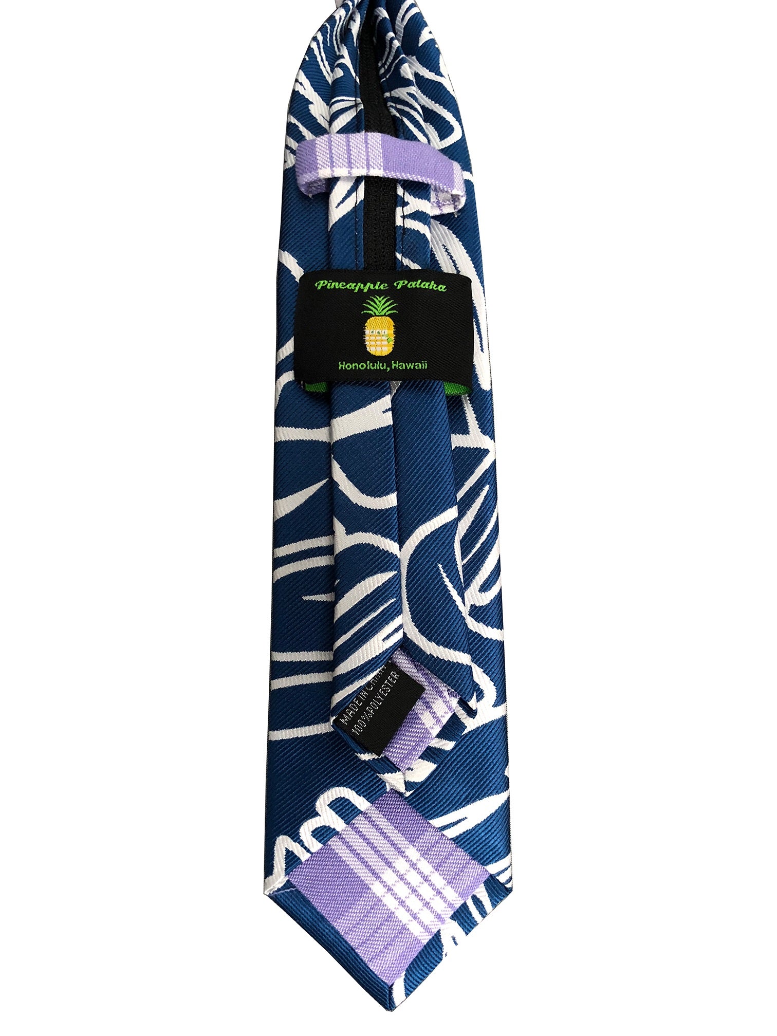 Monstera Dark Blue Kids Zipper Necktie