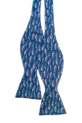 Pineapple Vice Brown/Blue Silk Self-tie Bowtie