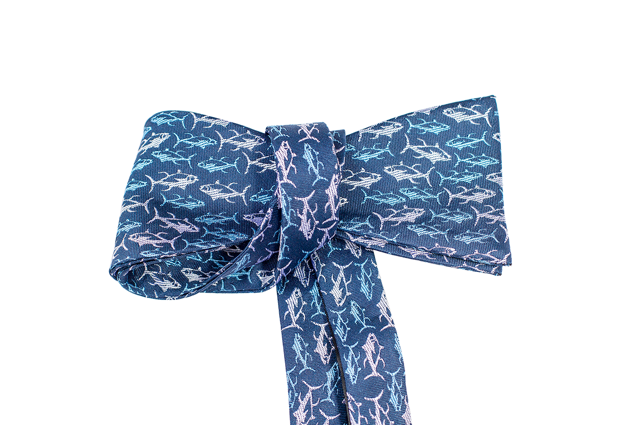 Ahi Navy Silk Self-tie Bowtie