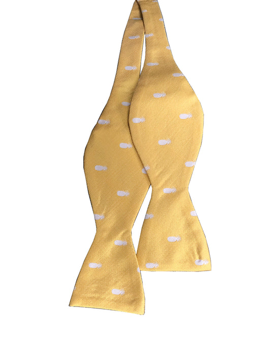 Pineapple Vice Yellow/White Silk Self-tie Bowtie