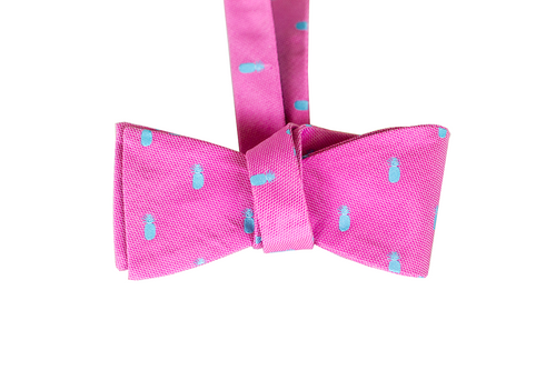 Pineapple Vice Pink/Teal Silk Self-tie Bowtie