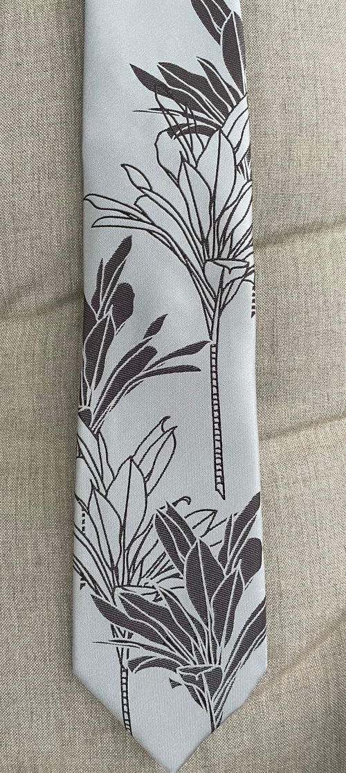 Ti Plant Silver/Brown Modern Necktie
