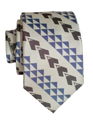 Kalo 2 Teal/White Modern Silk Necktie