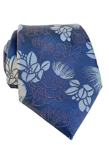 Ahi Blue Modern Silk Necktie