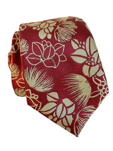Pineapple Hibiscus Red Modern Necktie