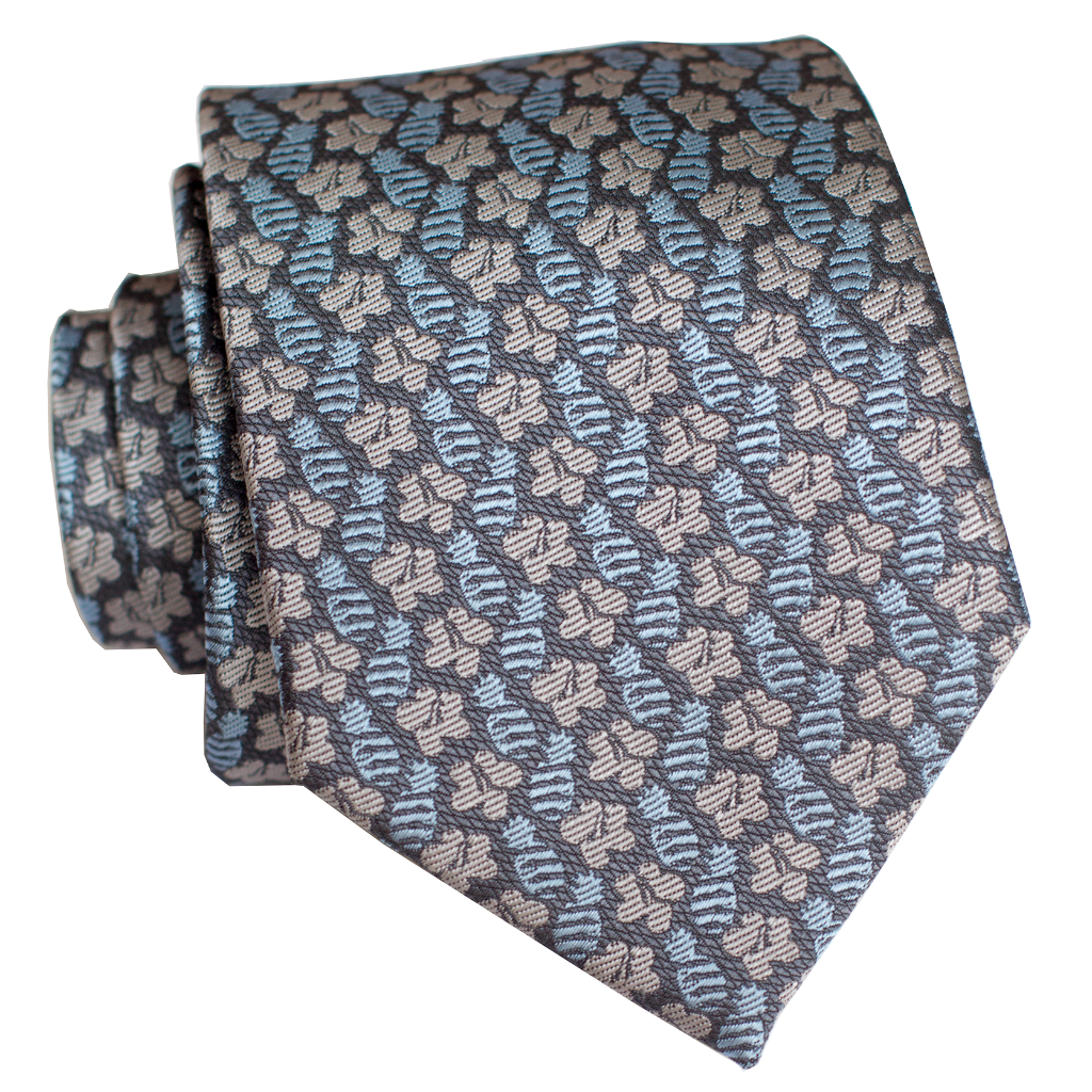 Pineapple Hibiscus Tight Blue/Grey Modern Necktie