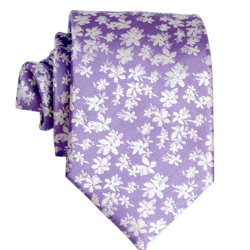 Pikake Lavender Modern Silk Necktie