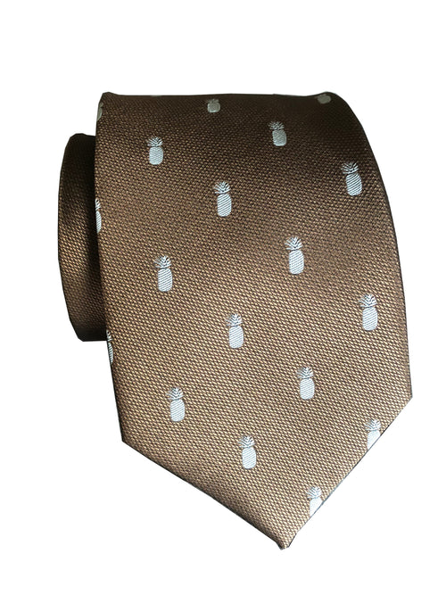 Pineapple Vice Brown/Blue Modern Necktie