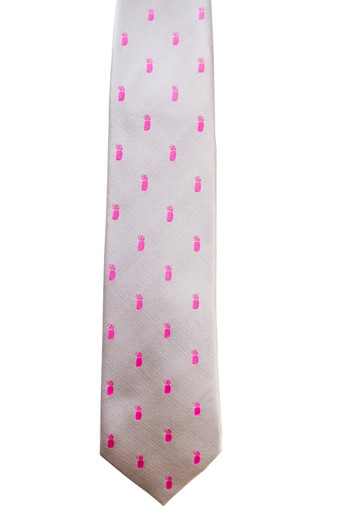 Pineapple Vice Grey/Pink Modern Necktie