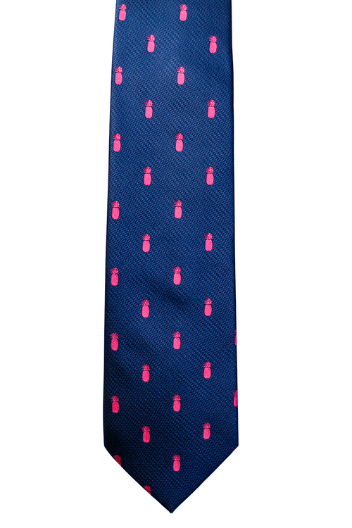 Pineapple Vice Navy/Pink Modern Necktie