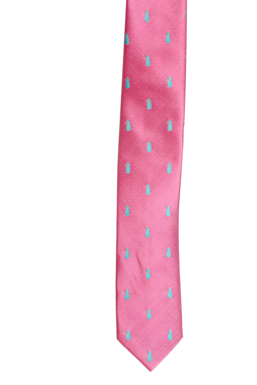 Pineapple Vice Pink/Teal Slim Necktie