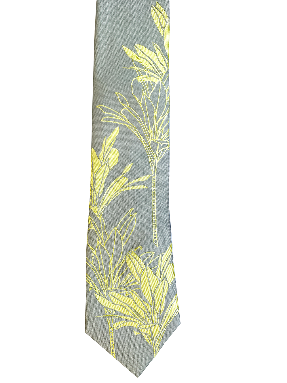 Ti Plant Grey/Yellow Modern Necktie